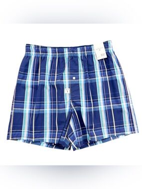 NWT Saddlebred Navy Blue Plaid Men's Boxer Shorts Large